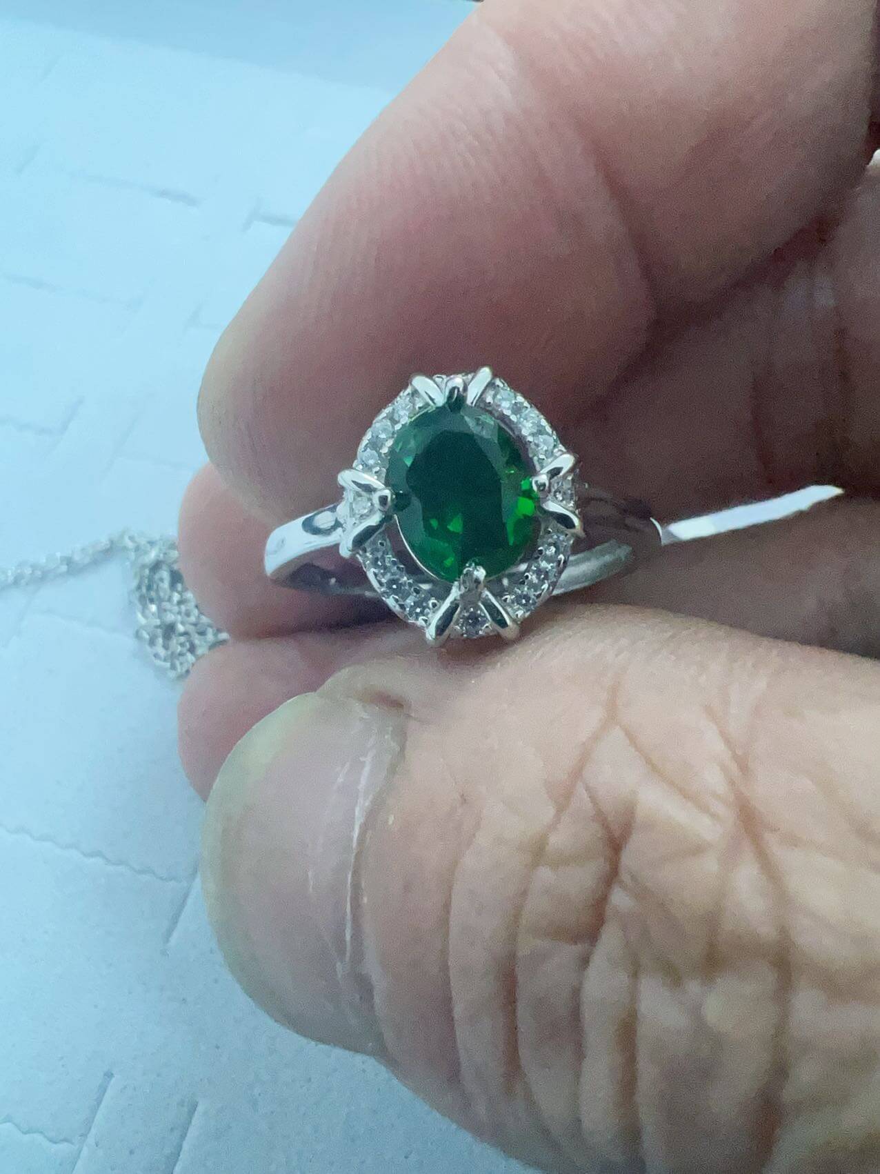 925 Silver Emerald Jewelry Set