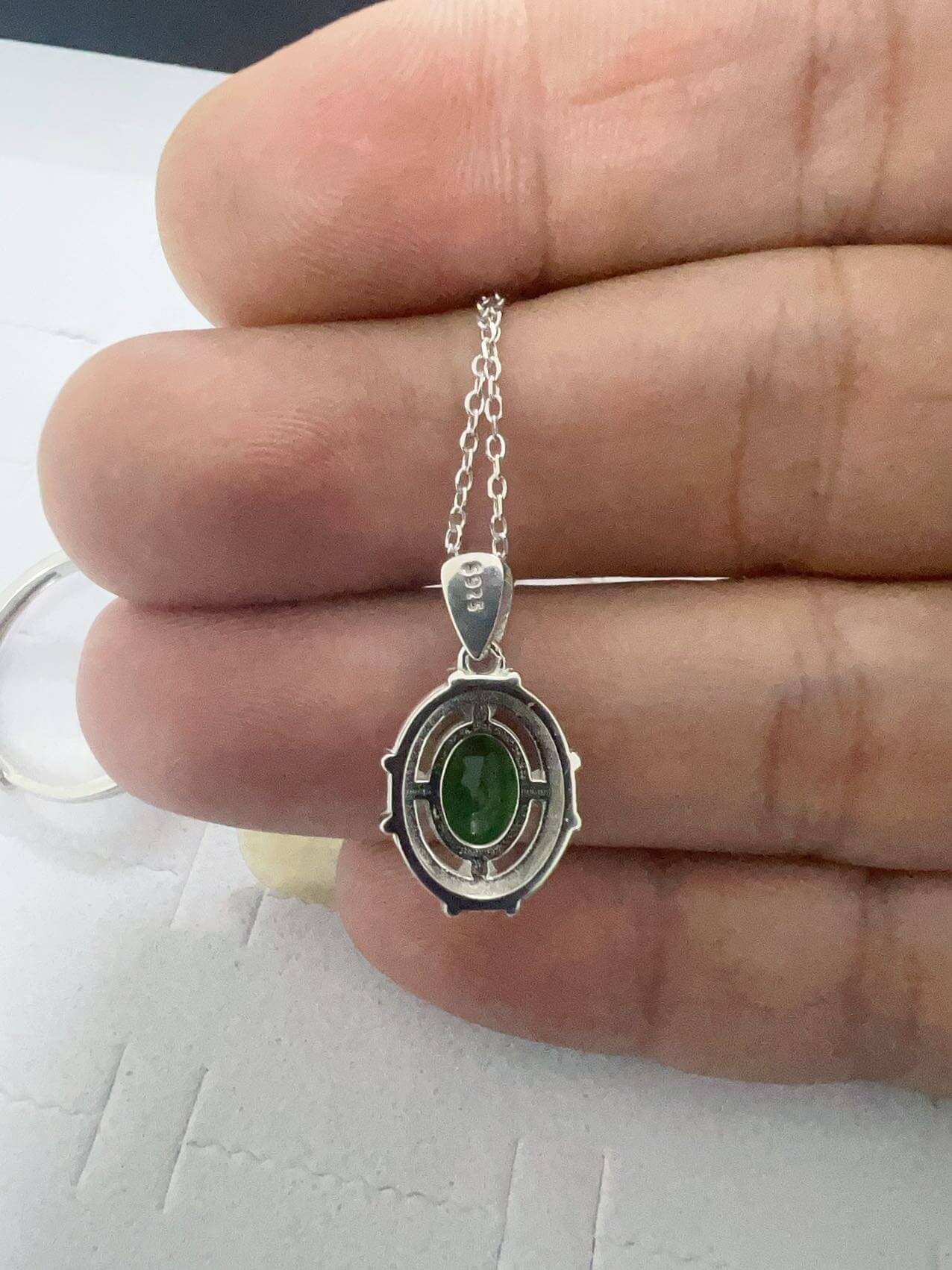 925 Silver Emerald Jewelry Set