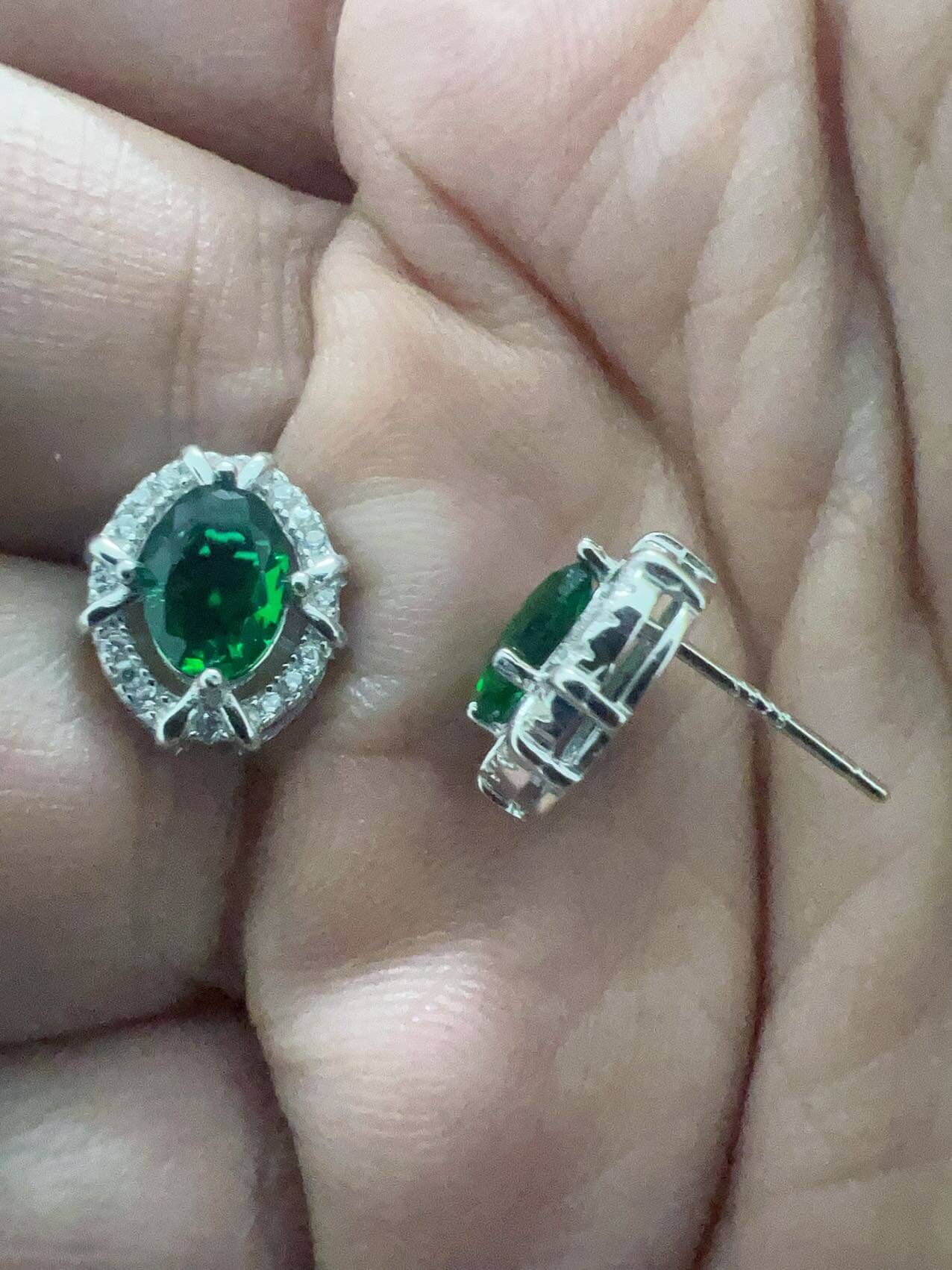 925 Silver Emerald Jewelry Set