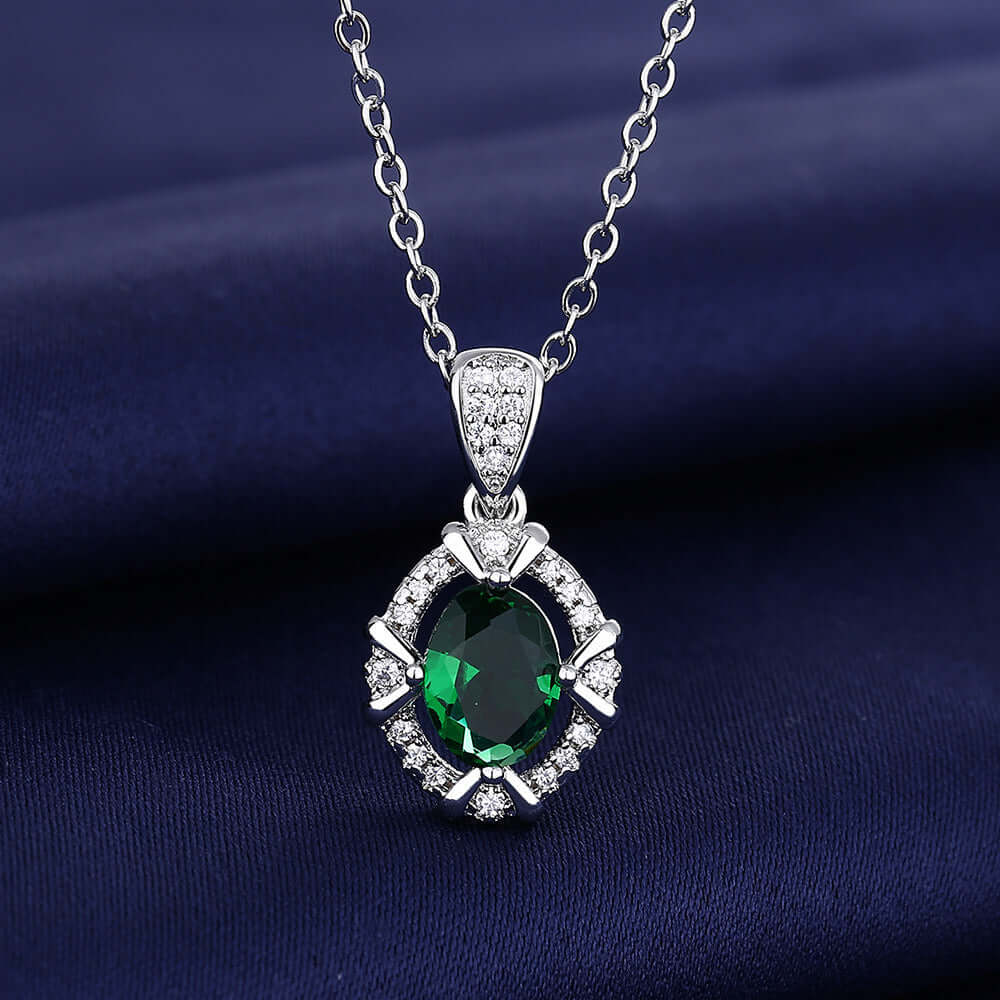 925 Silver Emerald Jewelry Set