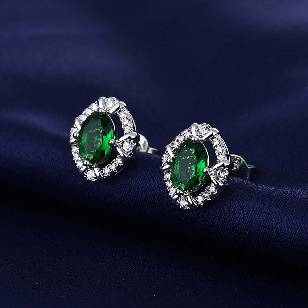 925 Silver Emerald Jewelry Set