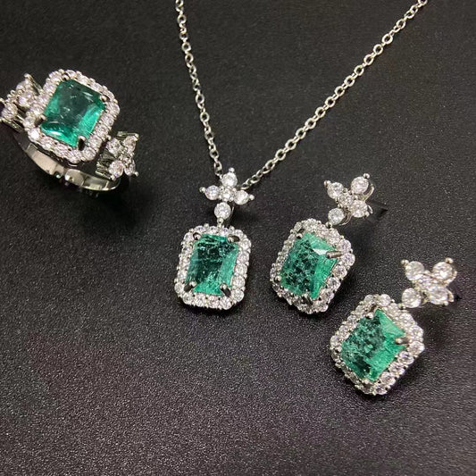 s925 silver crystal square diamonds set of three