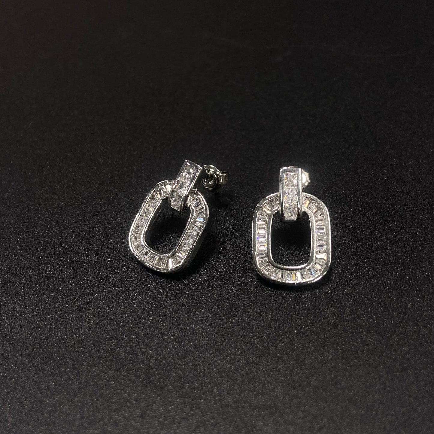 S925 Silver Sparkling Diamonds Square Set