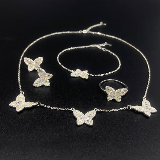 s925 silver full of diamonds small butterfly dish set of four