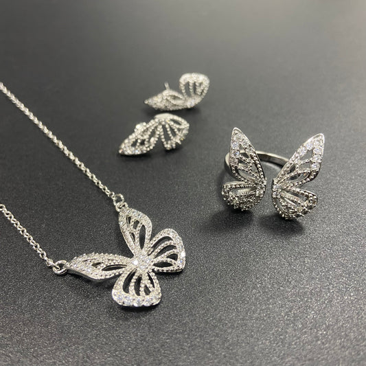 s925 silver butterfly illusion set