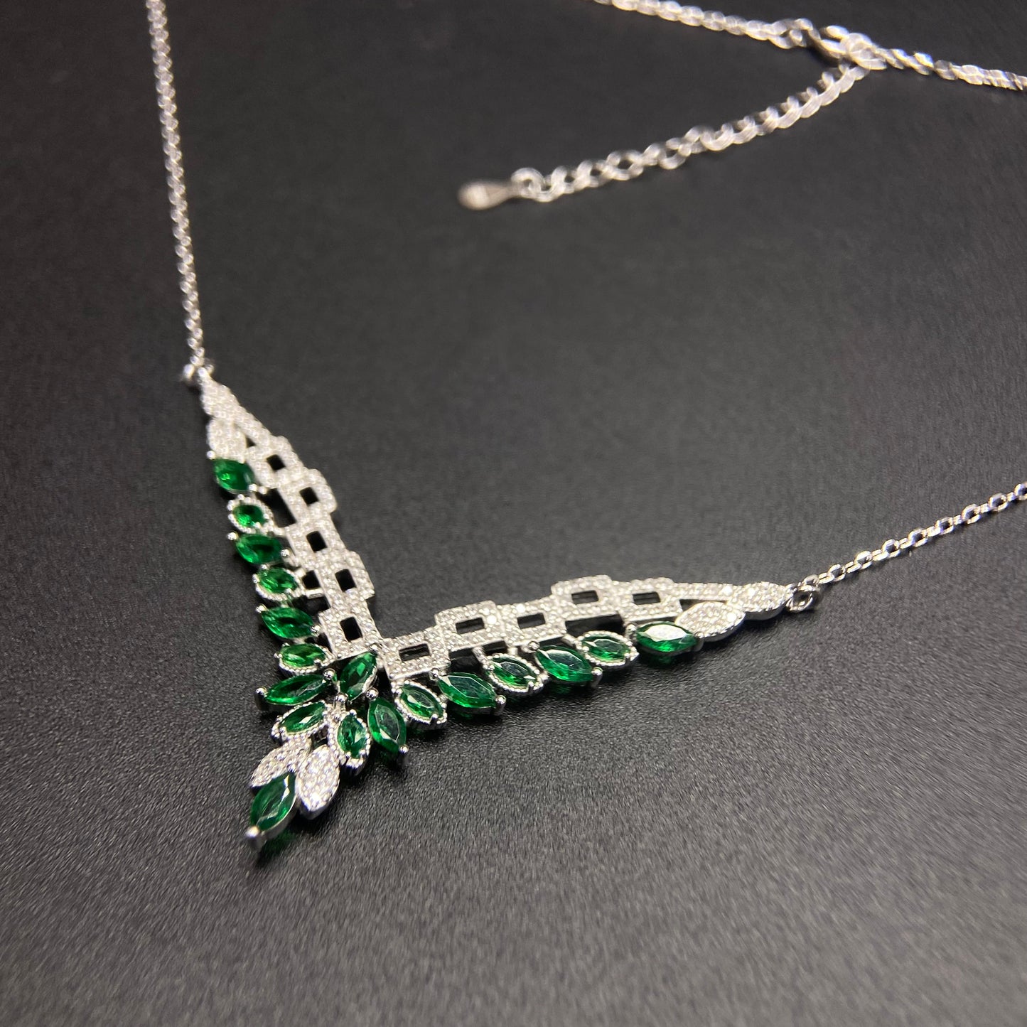 s925 silver emerald four-piece set