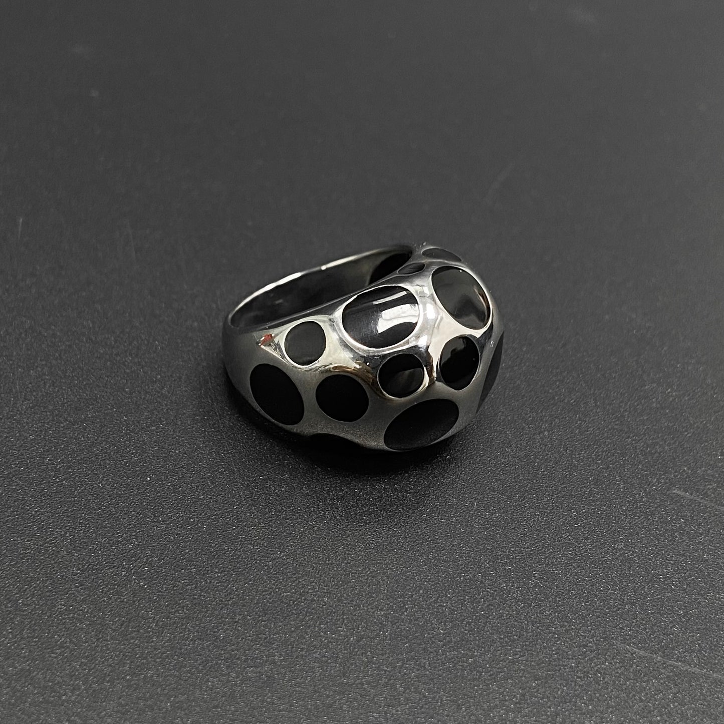 s925 silver black leopard ring