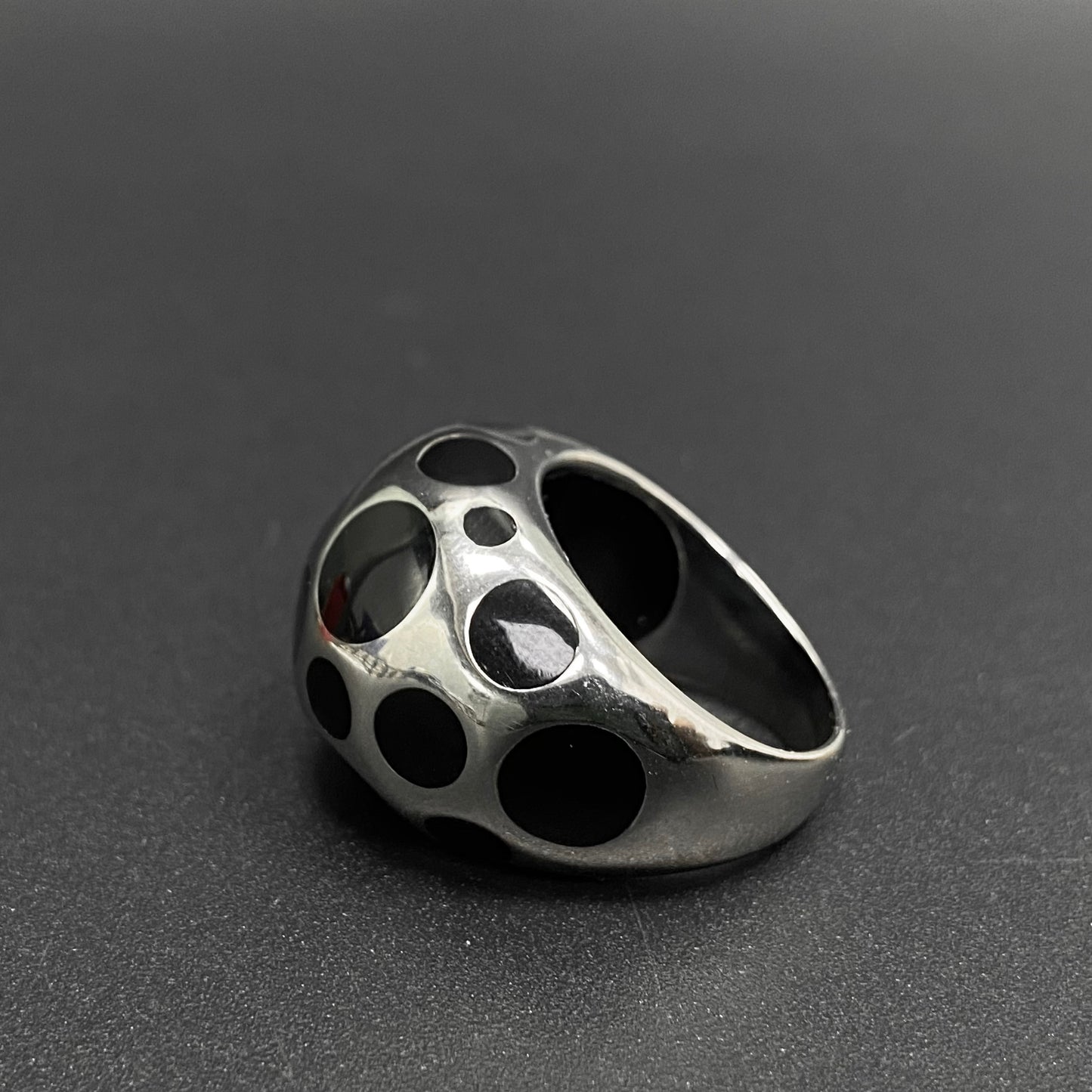 s925 silver black leopard ring